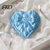 Small Jewelry Organizer Box 3D Print Heart Storage Box, with Satin Simulation Texture, Bow for Earrings Rings Design Macaron Organizer, Portable