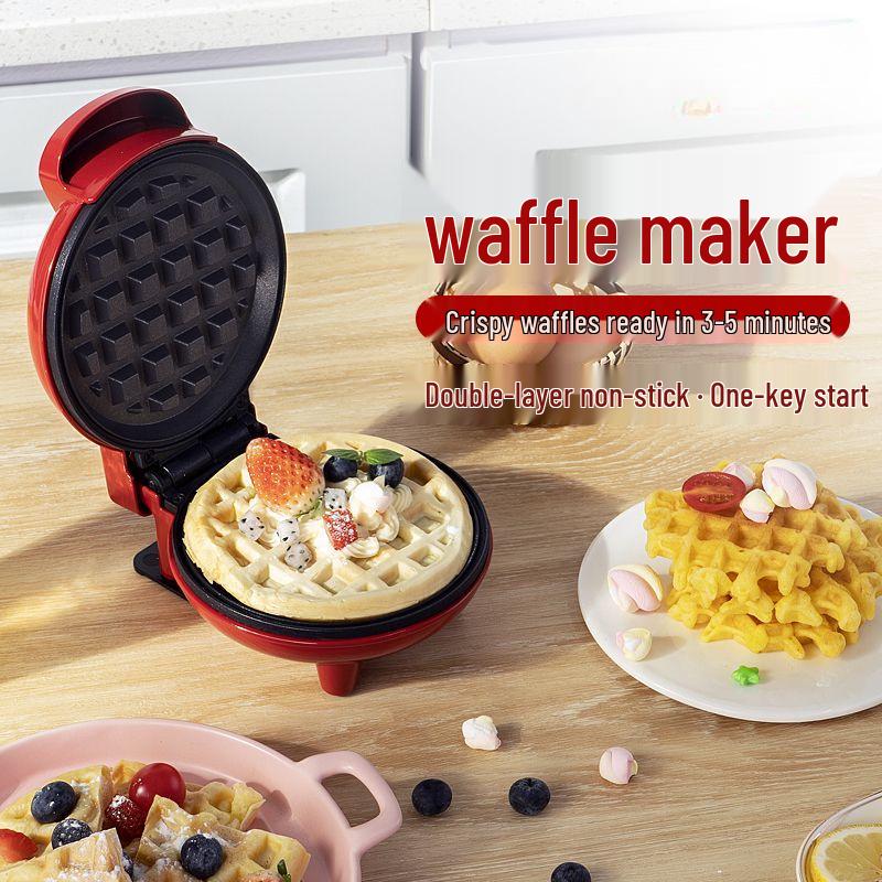 Mini Double-Sided Electric Waffle Maker with Temperature Control for Kids