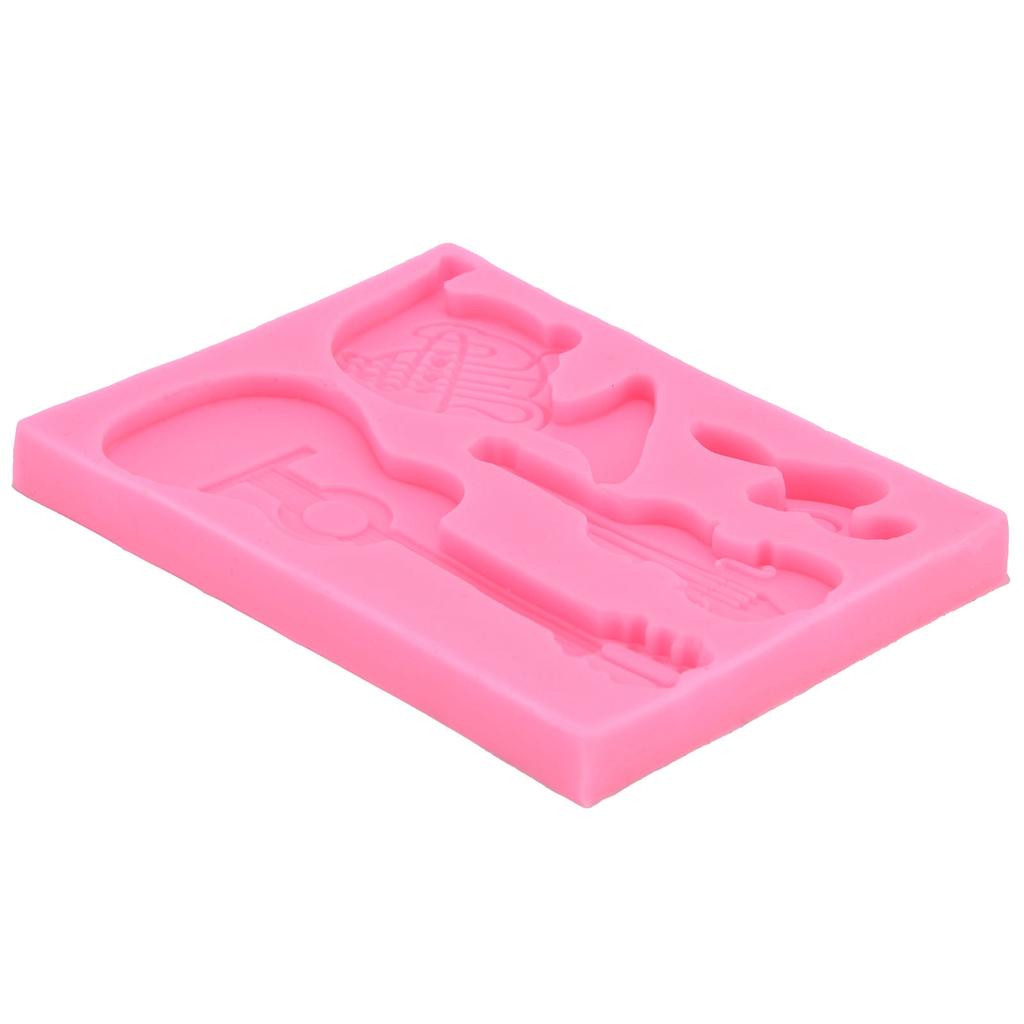 Guitar Shape Silicone Mold Chocolate Fondant Cake Decoration Mold for Home Bakery Kitchen