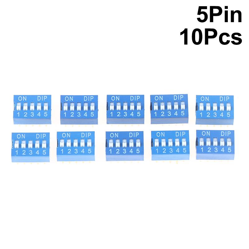 10Pcs Slide Type Switch Module 1 2 3 4 5 6 7 8 10Pin Dip Switch Kit 2.54Mm Toggle Switch Blue Snap Switches