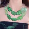 Irregular Acrylic Beaded Double-layer Necklace Exaggerated Fashion Jewelry Beaded Necklace Dopamine Color Clavicle Chain Gift