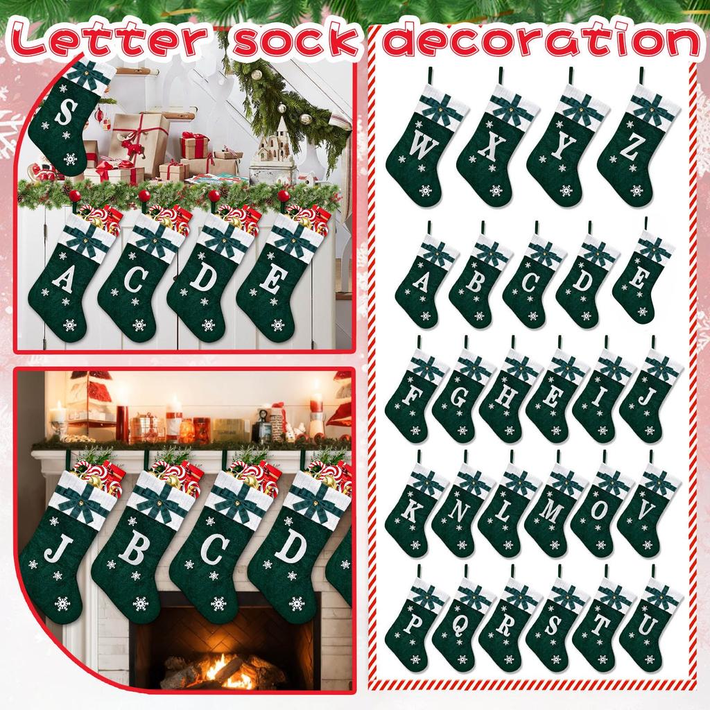 Christmas Stockings Small Embroidered Letter Knitted Xmas Hanging Stocking Decorations Christmas Party Decor
