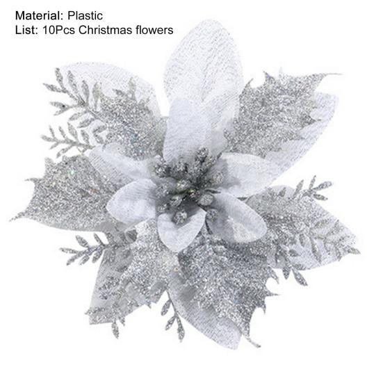 Поддельный цветок, привлекательный широкий спектр применения, компактный двухслойный пуансеттия, рождественский искусственный декор для фестиваля