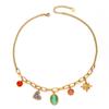 18 K Gold Plated Pendant Necklace Stainless Steel Choker Necklaces Charm Chain  Women's Jewelry