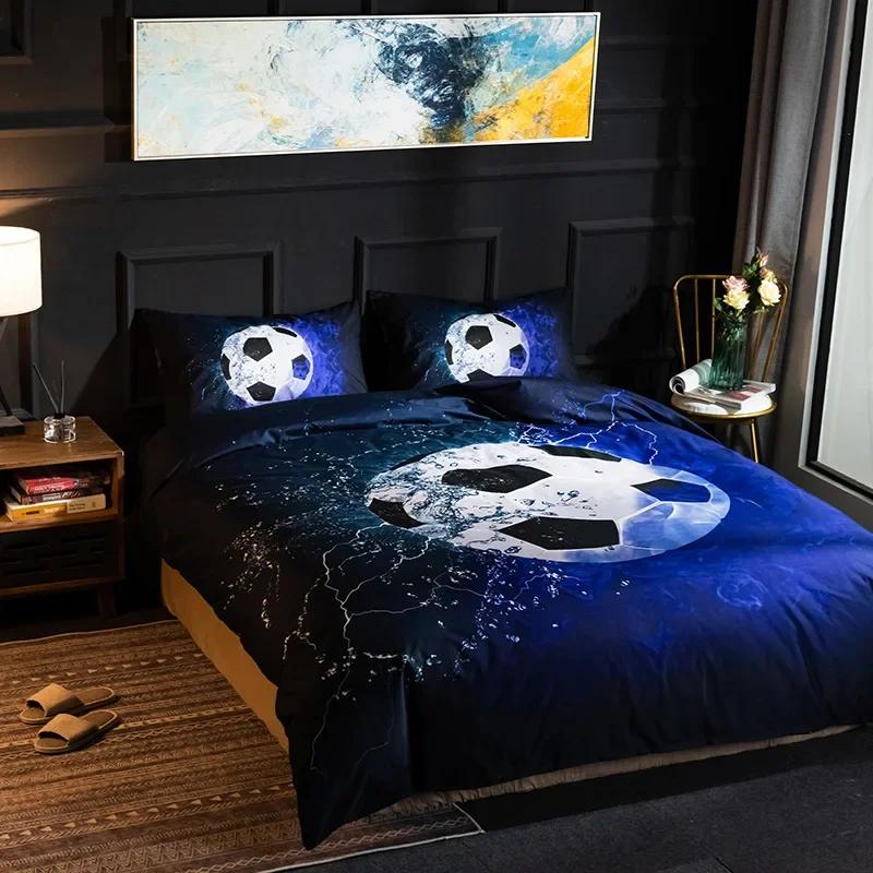 Ball Printing Quilt Cover King Size Football Basketball Sports Bedding Set Double Single Home Textile