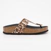 Leopard Leather Toe Post Mules Dark Sole Woman
