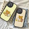 Мультяшный чехол для телефона с мишкой Рилаккума для iPhone 16 15 14 13 12 11 Pro Max Plus Ударопрочный кожаный чехол