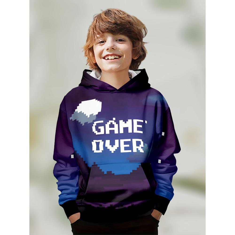 Детская одежда Толстовки с капюшоном для мальчиков с длинным рукавом и принтом 3D-геймпада Детская одежда на весну и осень Повседневная одежда для отдыха на природе Стильная одежда для мальчиков и девочек Топы