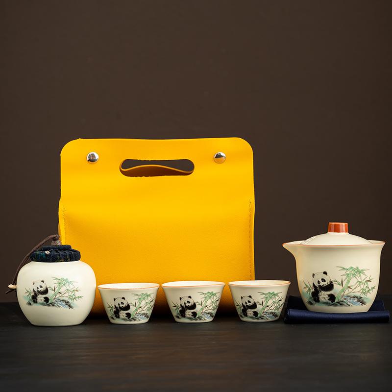 Ru Kiln Gifts Portable Travel High-end Tea Set Outdoor Home Office Kung Fu Tea Set Souvenir