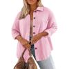 Women's Fashion Button-Up Cardigan Sweatshirt Long-Sleeve Collared Jacket With Pockets Solid Color Outerwear