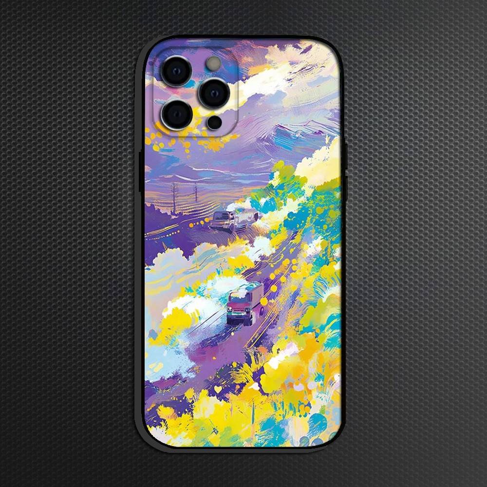 Painting Phone Case For iPhone 16,15,14,13,12,11 Plus,Pro Max, Others Soft Black Cover