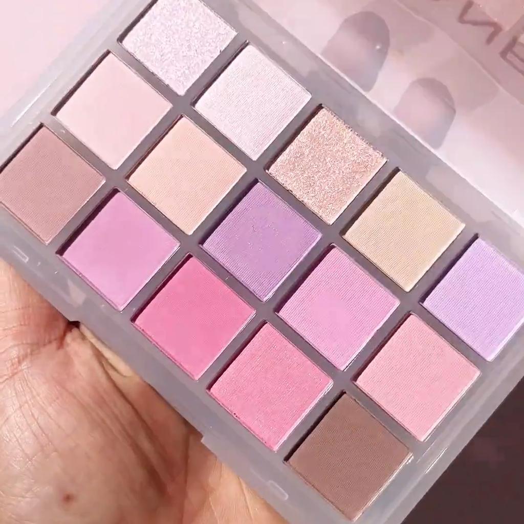 Ucanbe 15-Color Eyeshadow Palette Macaron Color Series Playful Makeup Matte Orange Brown Earth Tones Pearlescent Glitter Eyeshadow