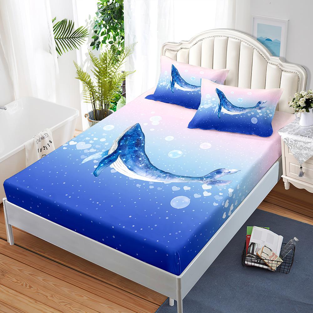Матрас Набор из трех предметов Морская черепаха Морская звезда Покрывало Наволочка Защитный чехол для матраса