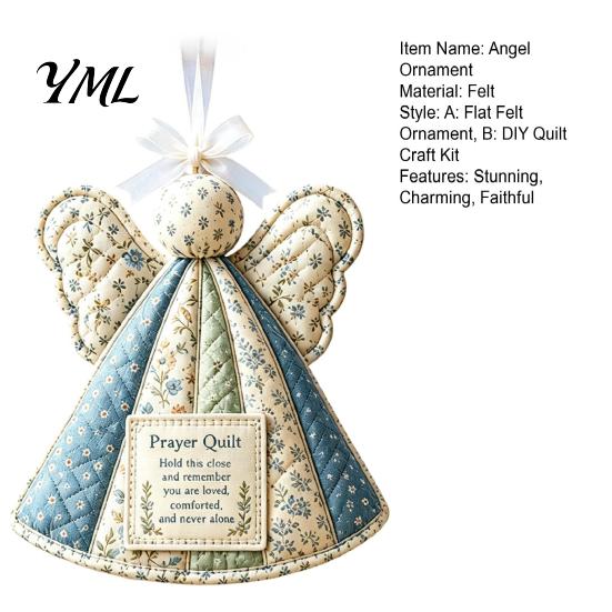 Inspirational Prayer Patch Quilt Angel Ornament, Filled Love Faith Christmas Decoration, Religious Keepsake for Friends Handmade Quilted Xmas