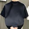 Summer Couple T-shirt Rhinestone Decor Round Neck Plus Size Short Sleeves Loose Pullover Solid Color Mid Length Unisex Daily Top