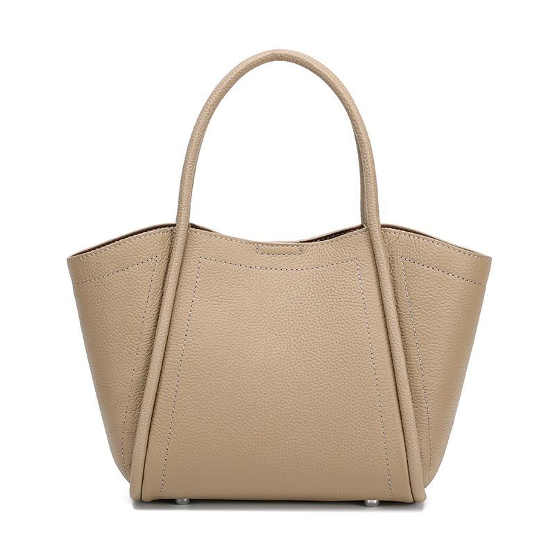 Cowhide handbag bag women's new trendy large-capacity bucket versatile commuter leather shoulder messenger bag