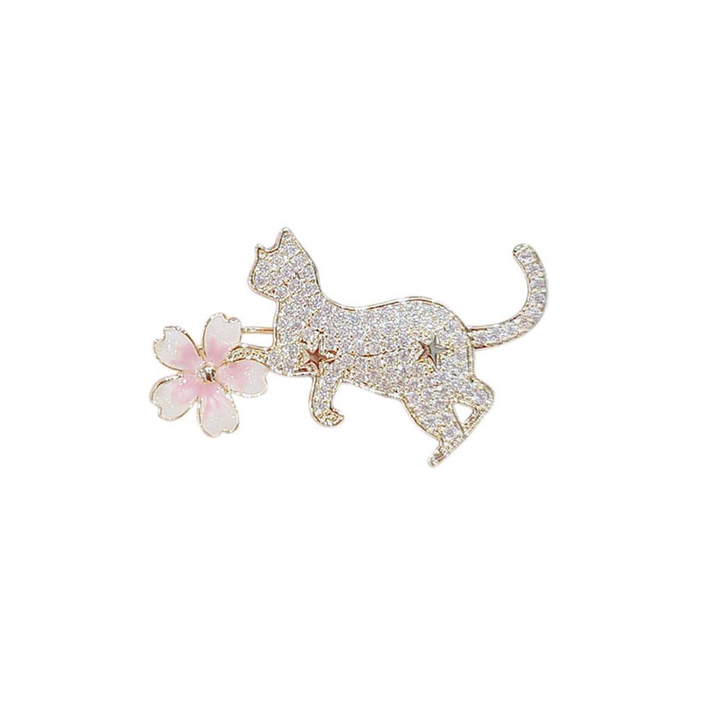 Rinhoo Riding Broom Flying Cat Brooch For Women Cartoon Cute Witch Kitten Collar Lapel Pins Funny Animal Backpack Badge Jewelry