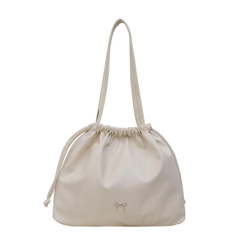 Сумка-ведро с завязками и складками, женская, 2024 года, модная, новая, вместительная, осенняя, повседневная, универсальная сумка через плечо