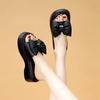 Summer Fairy Style Bow Thick-soled One-word Drag Wear 2025 New Versatile Skirt Beach Shoes Flat Slippers