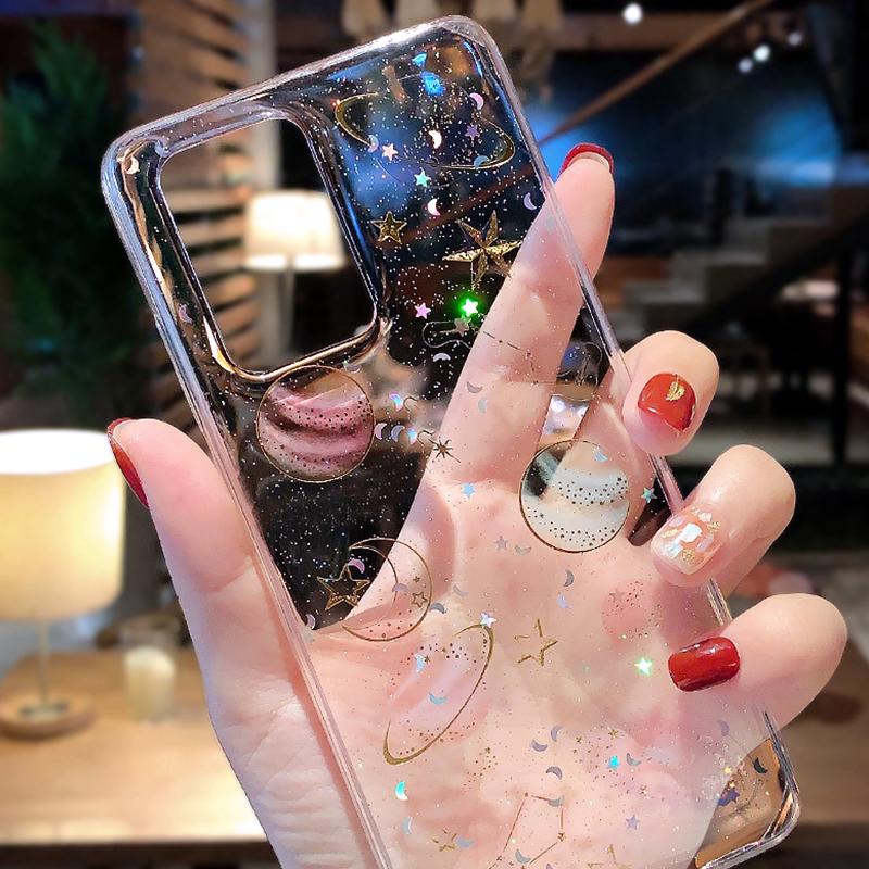 Чехол для Samsung S21 Ultra Note 20 Ultra S20 FE A42 5G A73 A53 5G A21S S20 Ultra Plus Прозрачный мягкий чехол Космическая планета