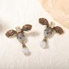 Ретро, усыпанные бриллиантами, уникальные серьги-пчелы из сплава с имитацией жемчуга, средневековый винтажный дизайн высокого класса для женщин