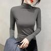 Women's Autumn/Winter Slim Fit T-Shirt: Warm Pure Color Half-Turtleneck Long Sleeve Base Layer