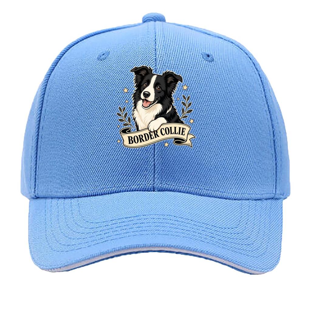 Playful Border Collie Ribbon Portrai Sandwich Baseball Cap Sun Cap Outdoor Workouts Hat