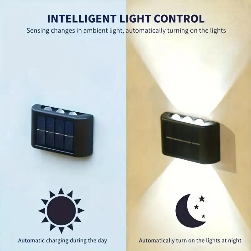 2/4/6 шт. солнечный настенный светильник, уличный 6 светодиодный светильник для палубы, настенный светильник для двора, уличного забора, гаража, сада, идеальное украшение