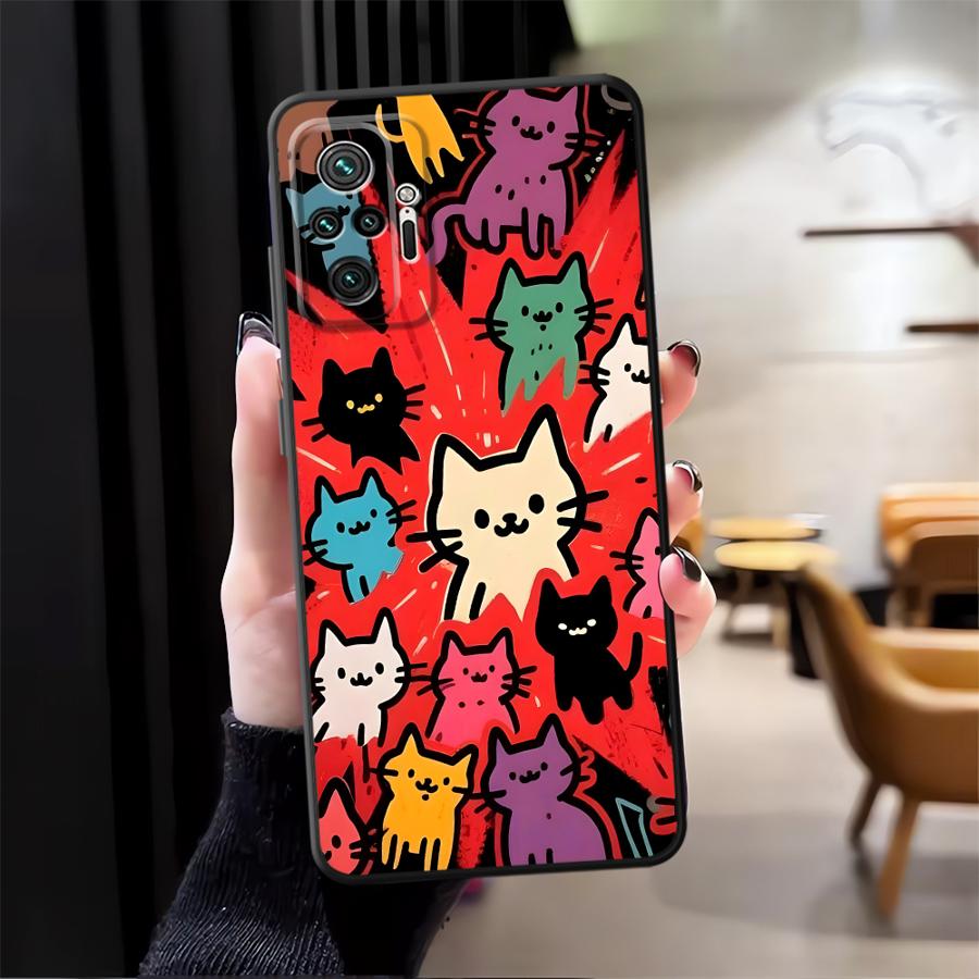 Чехол для телефона для Xiaomi Redmi Note 14 A3 14C 10 12C 13C 13 Pro Plus K80 A1 A4 A5 9 8 7 12 11 K40 A1 A2 Мультяшный кот