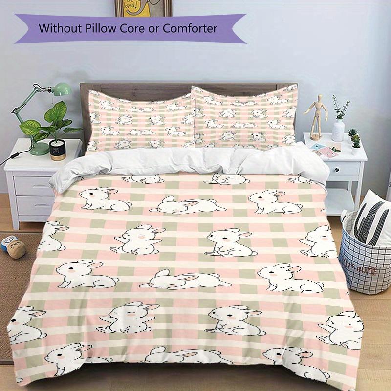 3pcs Animal-themed Bunny Rabbit Soft and Comfortable Breathability, Bedding Set, Machine Washable, Suitable for All Seasons158