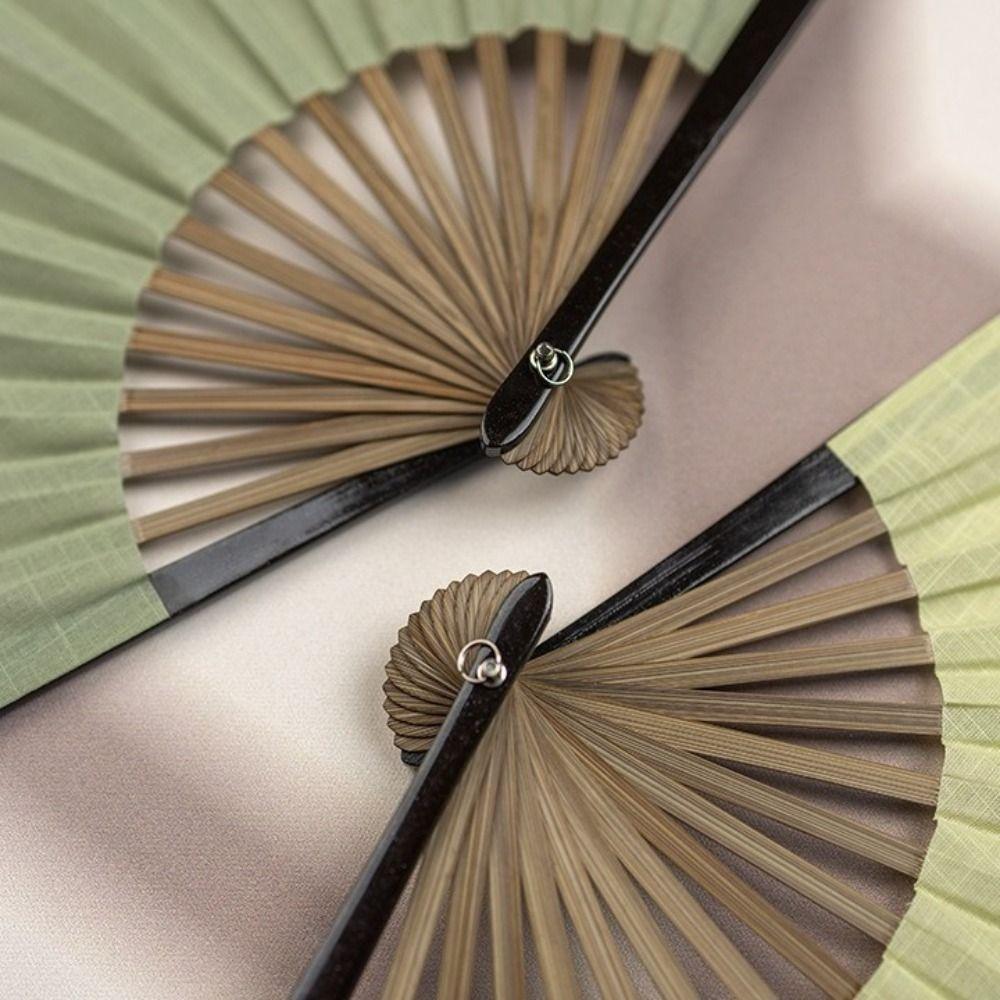 Solid Color Retro Mini Shell Fan Cotton Linen Cloth New Chinese Style Fan Dance Props