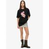 Oversized T-Shirt Black Rose Floral Print Casual Wear
