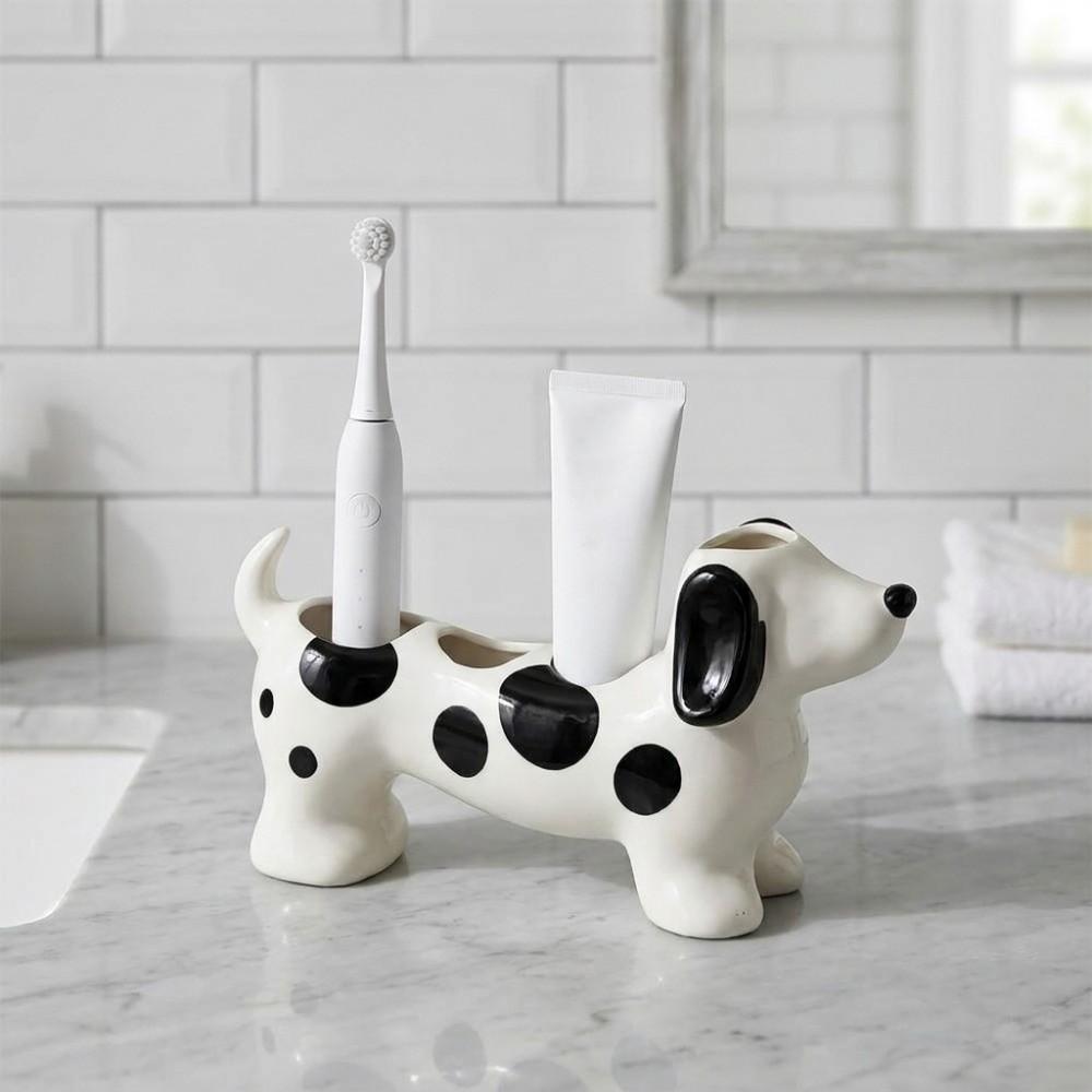 Cute Dog Shaped Toothbrush Holder Ceramic Electric Toothbrush Stand Washbasin Organizer Washstand