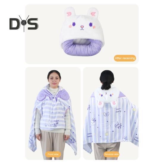 Ворсовый платок, одеяло с капюшоном, ветрозащитное, носимое одеяло, U-образная подушка для хранения, складная, переносная, с капюшоном