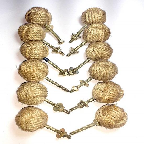12 узловатых дверных ручек Морские ручки для ящиков Материалы: Ручки ящика из джутовой веревки