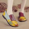 New Flat-soled Women's Shoes Leather Casual Color Matching Women's Single Shoes Medium and Large Size Shoes