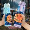 1PC Nirvana Blue Smiley Face 750ml sports water bottle leakproof straw lid outdoor office home