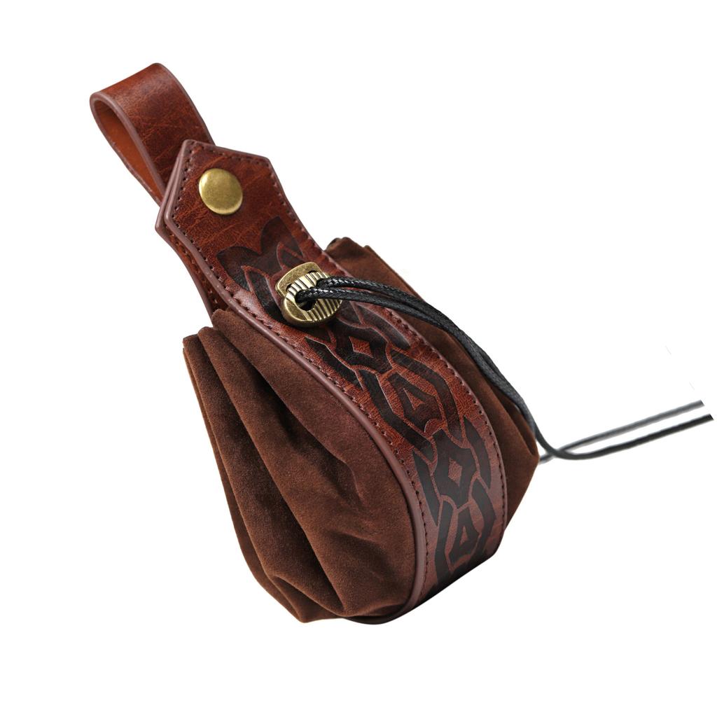 Medieval PU Leather Pouch Vintage Drawstring Bag Waist Pack Portable Halloween Coin Purse Dices Bag Easy To Use