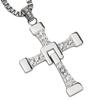 Циркониевое ожерелье с крестом, большой кулон-крест, сверкающее простое ожерелье [Серебро KYASYA]