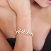 Women Rhinestone Inlaid Flower Snowflake Elegant Wedding Bridal Bracelet Gift