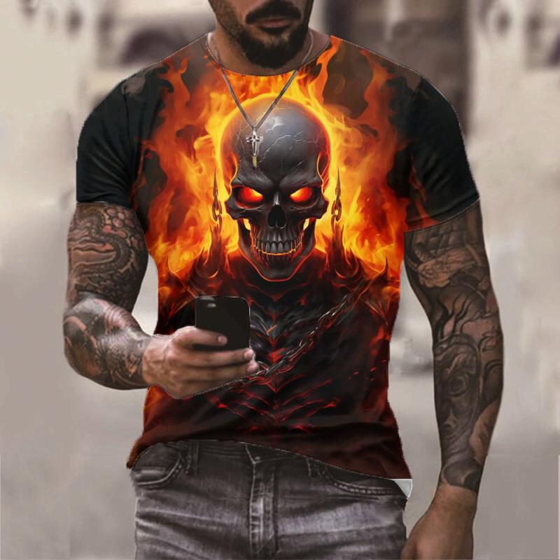 Мужская футболка унисекс, футболка с графическим принтом скелета, круглым вырезом, 3D принтом, уличная уличная одежда с коротким рукавом, футболка с принтом для мужчин