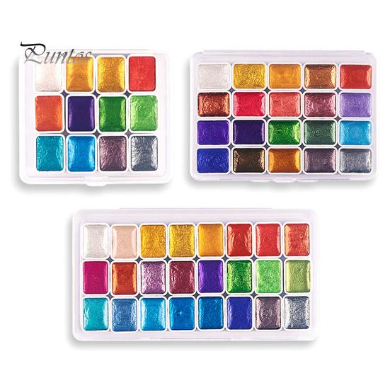 1 коробка, 1 мл, акварельная краска, металлический блеск, акварельный пигмент, портативная яркая однотонная коробка для красок для художников