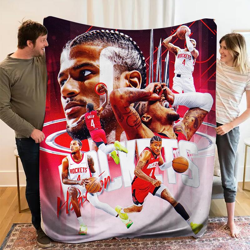 Basketball Star Team Collage Portrait Print Fleece Blanket Soft Warm Cozy Throw Blanket Sport Fan Sofa Bed Home Decor Gift