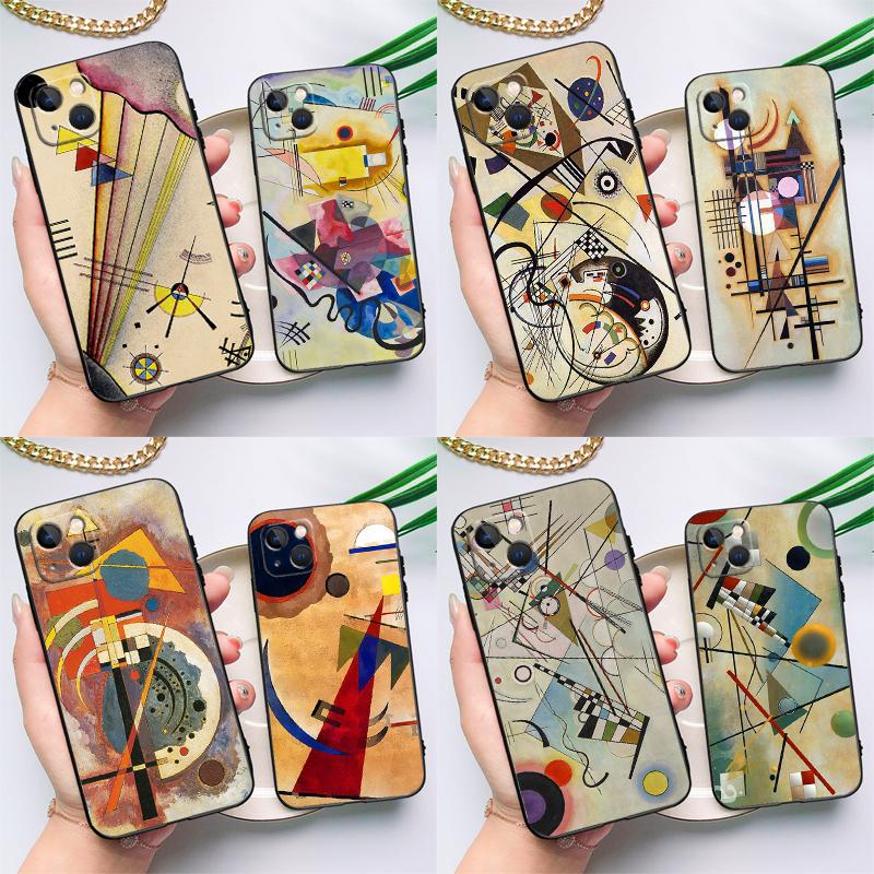 Василий Кандинский абстрактный чехол для телефона iPhone 15 13 12 11 14 Pro Max Mini X XR XS MAX SE 2020 7 8 Plus задняя крышка