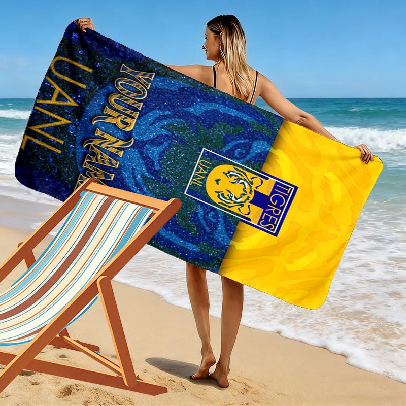 Name Custom Tigres uanl Print Beach Towel, Large Soft Quick Dry Towel for Beach Camping Swimming