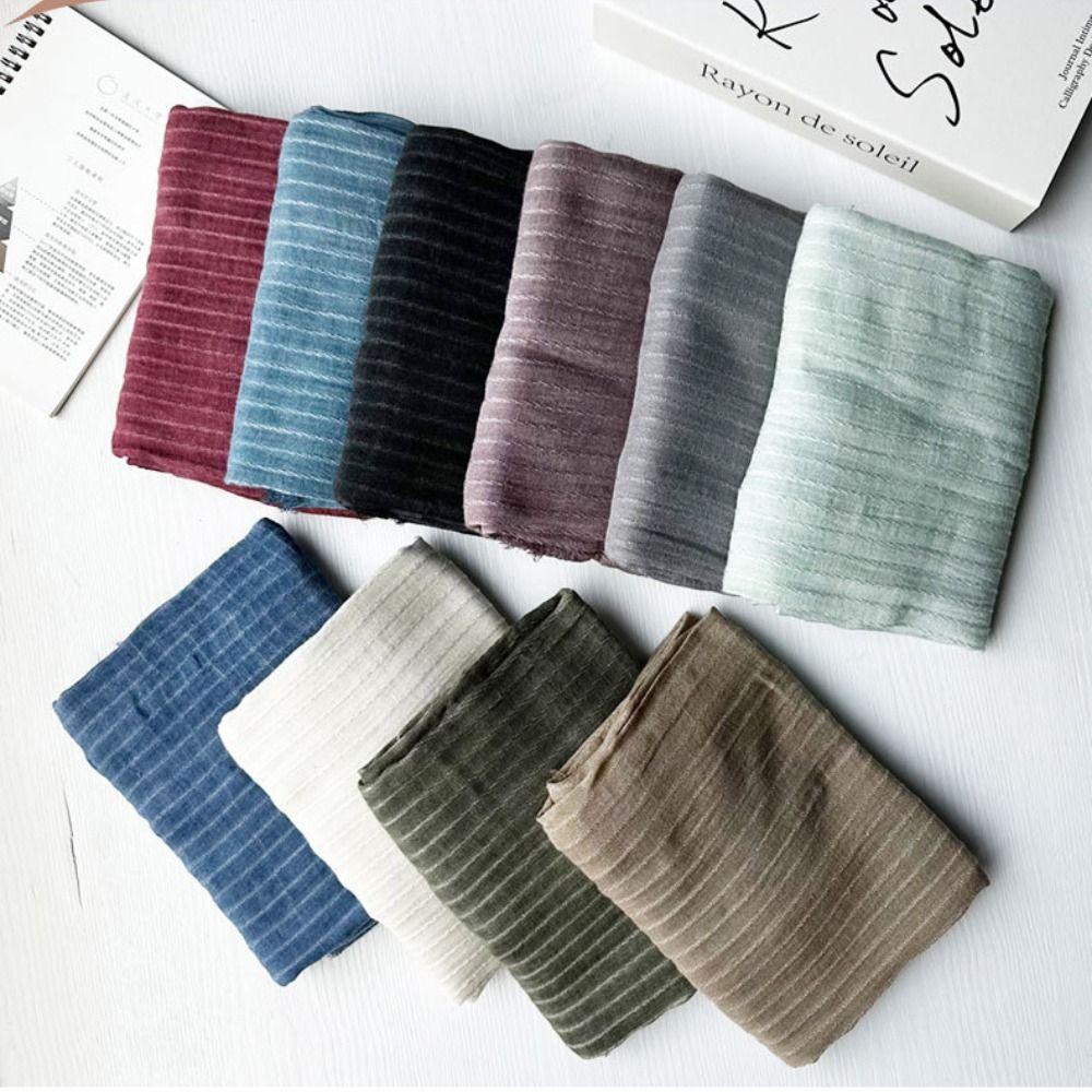Lightweight Viscose Scarf Vertical Striped Neck Wrap All-Match Fringe Scarf Korean Style