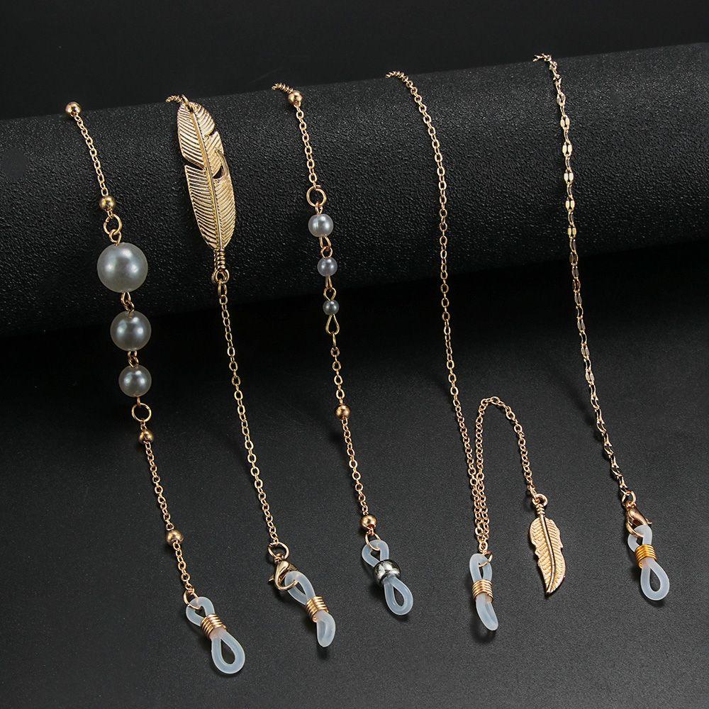 for Glasses Pearls Sunglasses Holder Eyeglass Chains Leaves Glasses Chains Reading Glasses Lanyard