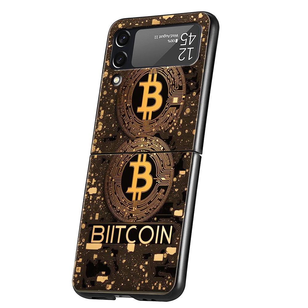 Hard PC Phone Case For Samsung Galaxy Z Flip 6 5 4 Black Cover For Galaxy Z Flip 3 Foldable Shockproof Shell Capas Bags Bitcoin