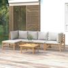 VidaXL Garden Lounge Set 6 Pcs with Light Grey Cushions Bamboo 3155084