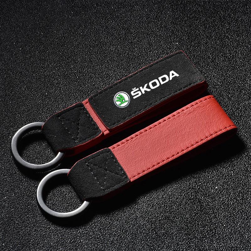 Leather Car Logo Keychain Key Rings Key Chains For Skoda 3 2 VRS Vision Kodiaq Favorit Rapid Octavia A5 Auto Accessories ydpf68